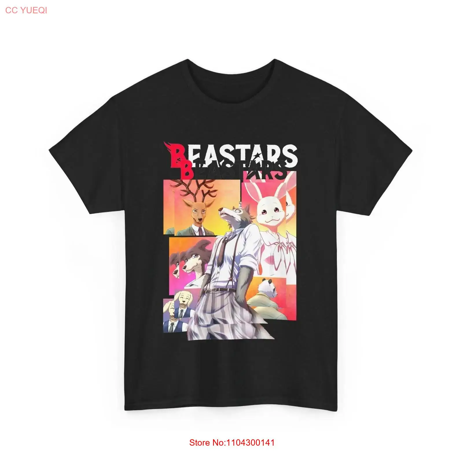 Anime Themed Merchandise - Kaos Anime Beastars Legoshi Hitam Vintage,