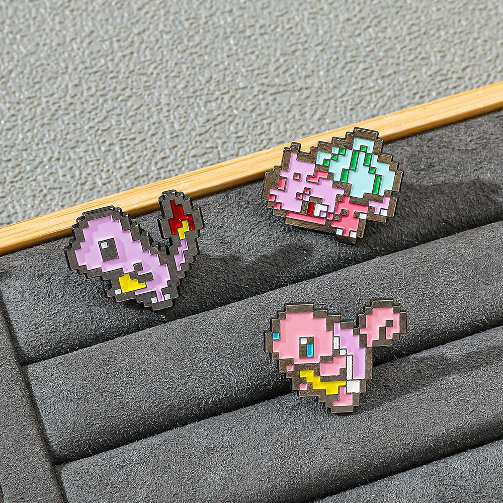 Enamel Pin Set - Pin Enamel Logam Pokemon Mosaik Piksel,