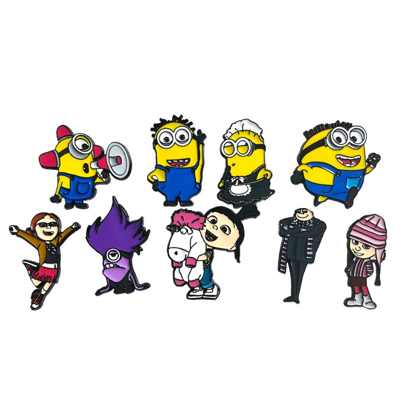 Enamel Pin Set - 9 Buah Bros Minion Kartun Lucu