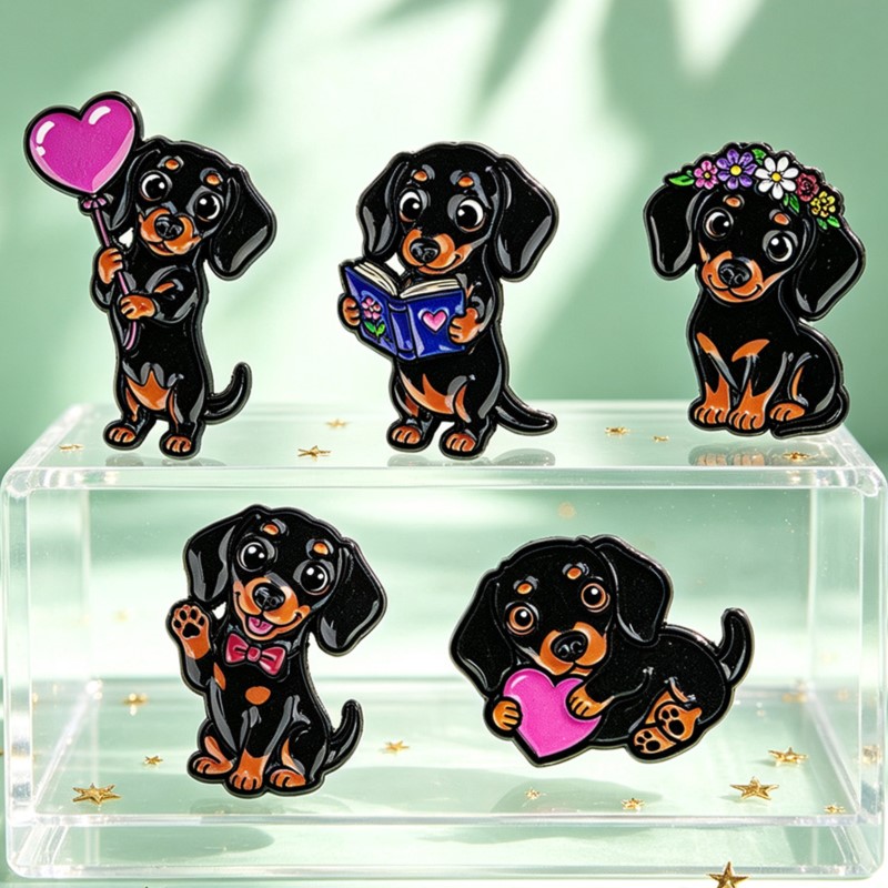5pcs Set Pin Enamel Dachshund  - Enamel Pin Set ulasan dan harga