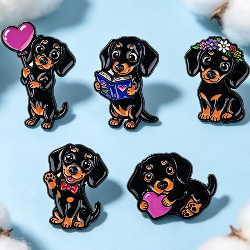 5pcs Set Pin Enamel Dachshund  - Enamel Pin Set ulasan dan harga