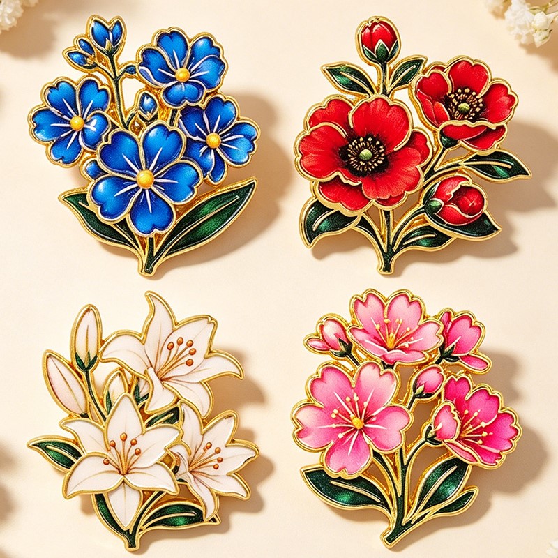 Pin Enamel Bunga Vintage Warna - Enamel Pin Set ulasan dan harga