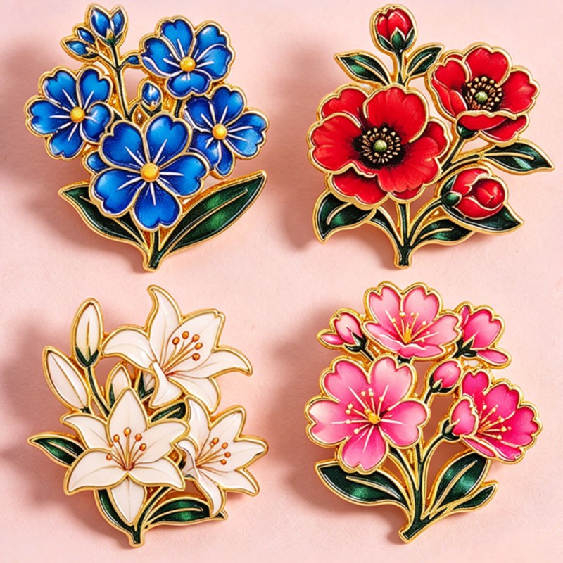 Pin Enamel Bunga Vintage Warna - Enamel Pin Set ulasan dan harga